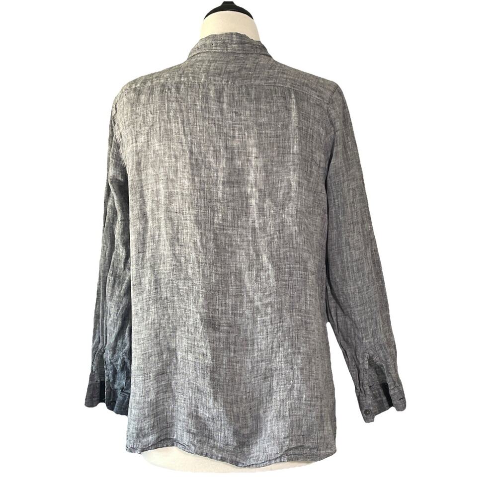 J Jill Love Linen Shirt Women Petite Medium Blue - Picture 4 of 5